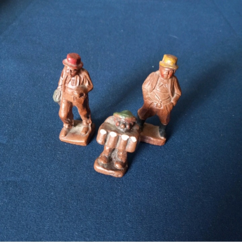Syroco Carved Wood Resin Miniature Figurines Set Of 3